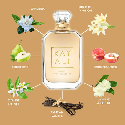 Kayali Huda Beauty Deja Vu White Flower 57 3.40 Ounce / 100 ml for Unisex | Genuine Designer Fragrance – Free Delivery