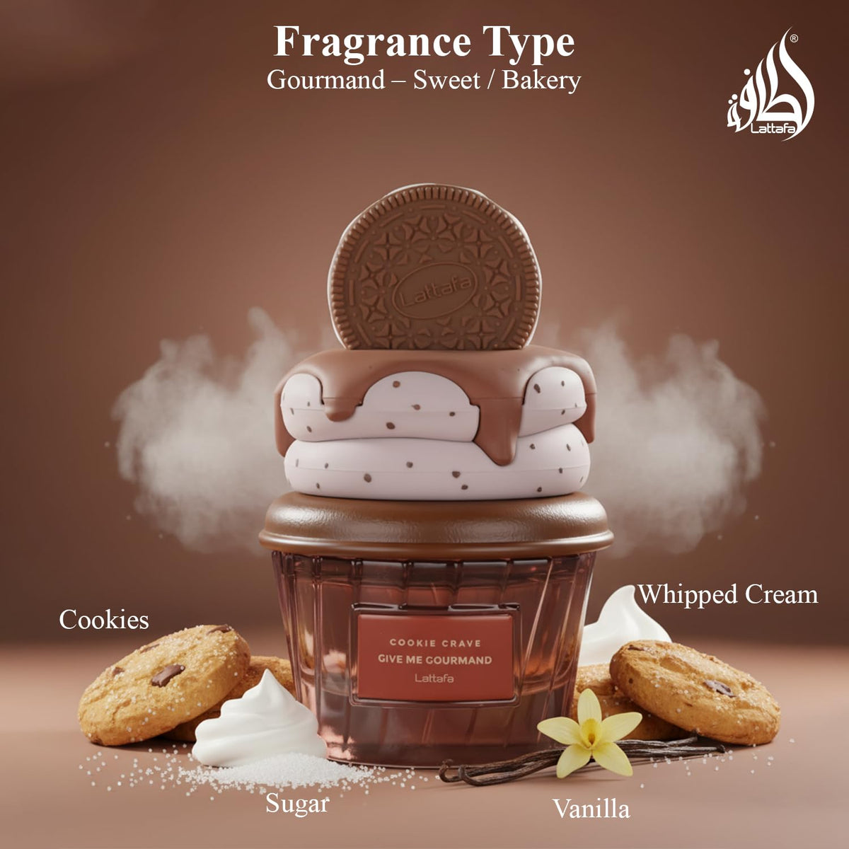 Lattafa Cookie Crave 2.6 Ounce / 75 ml – Elegant Unisex Eau de Parfum, Fast USA Ship